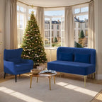 2-Piece Modern Velvet Living Room Couch Set Upholstered