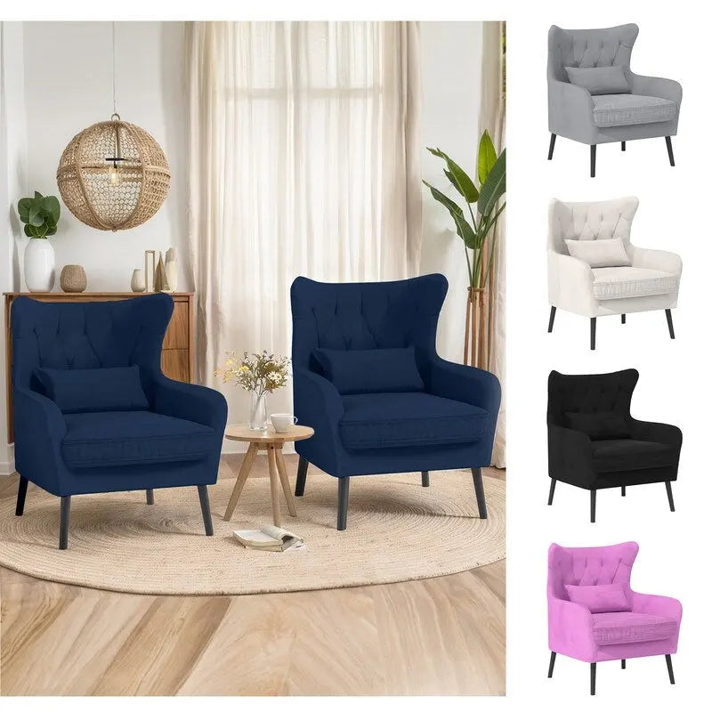 2-Piece Modern Velvet Living Room Couch Set Upholstered