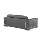 HomeRoots 71 Gray And Silver Genuine Leather Loveseat