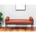 HomeRoots 56 Brown Faux Leather Upholstered Bench - 55.9' X '24.8' X '16.1