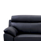 Sofa, Black Top Grain Leather, Foam Cushions, Steel Legs, 80 Inch