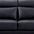Sofa, Black Top Grain Leather, Foam Cushions, Steel Legs, 80 Inch