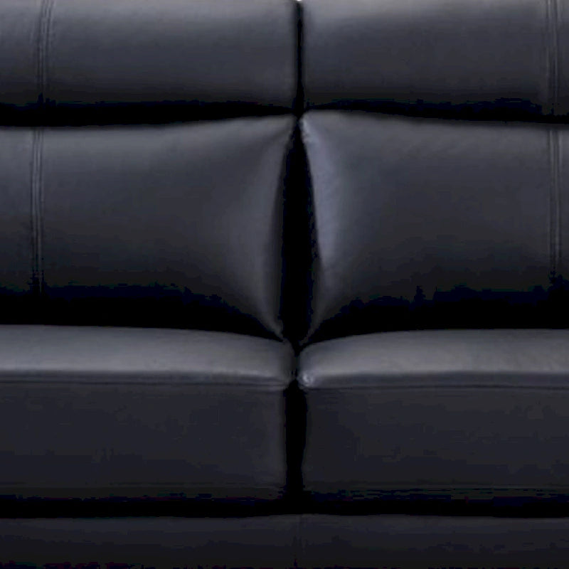 Sofa, Black Top Grain Leather, Foam Cushions, Steel Legs, 80 Inch