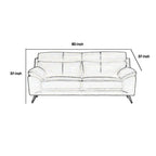 Sofa, Black Top Grain Leather, Foam Cushions, Steel Legs, 80 Inch
