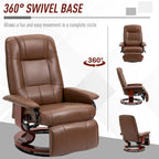PU Leather Manual Recliner Chair Modern Lounge Chair Adjustable Swivel Armchair Chair with Wood Base and Footrest
