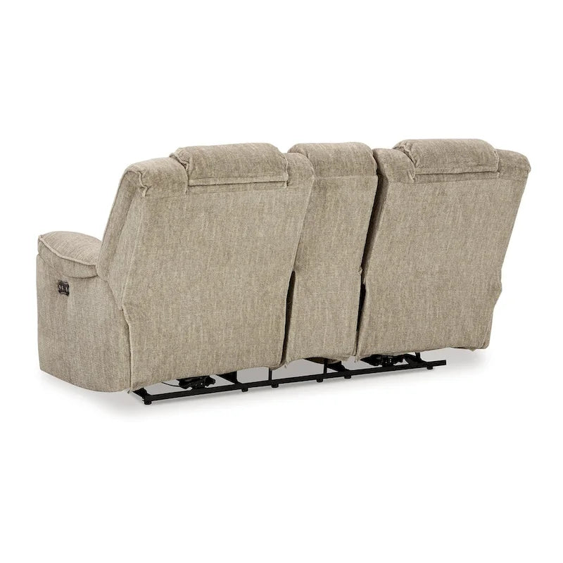 Marsh Power Reclining Loveseat, Adjustable Headrest LED, Beige 76 Inch