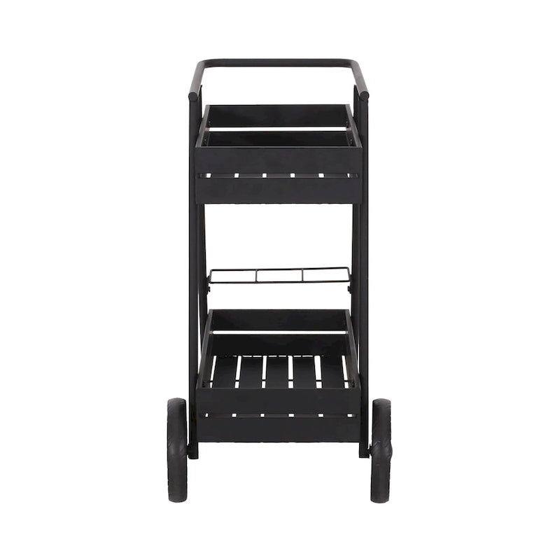 Modern Industrial Bar Cart with Iron Frame, Wheelbarrow-Inspired Design, Wine Bottle Holders and Mobile Rolling Wheels