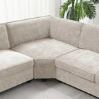U Shaped Sectional Sofa, Chenille Corner Couch Set with Cup Holders