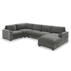 U Shaped Sectional Sofa, Chenille Corner Couch Set with Cup Holders