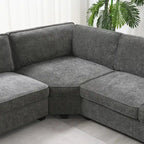 U Shaped Sectional Sofa, Chenille Corner Couch Set with Cup Holders