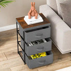 Gymax 2PCS 3 Drawers Dresser Fabric Storage Tower Organizer Unit Tall
