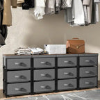 Gymax 2PCS 3 Drawers Dresser Fabric Storage Tower Organizer Unit Tall