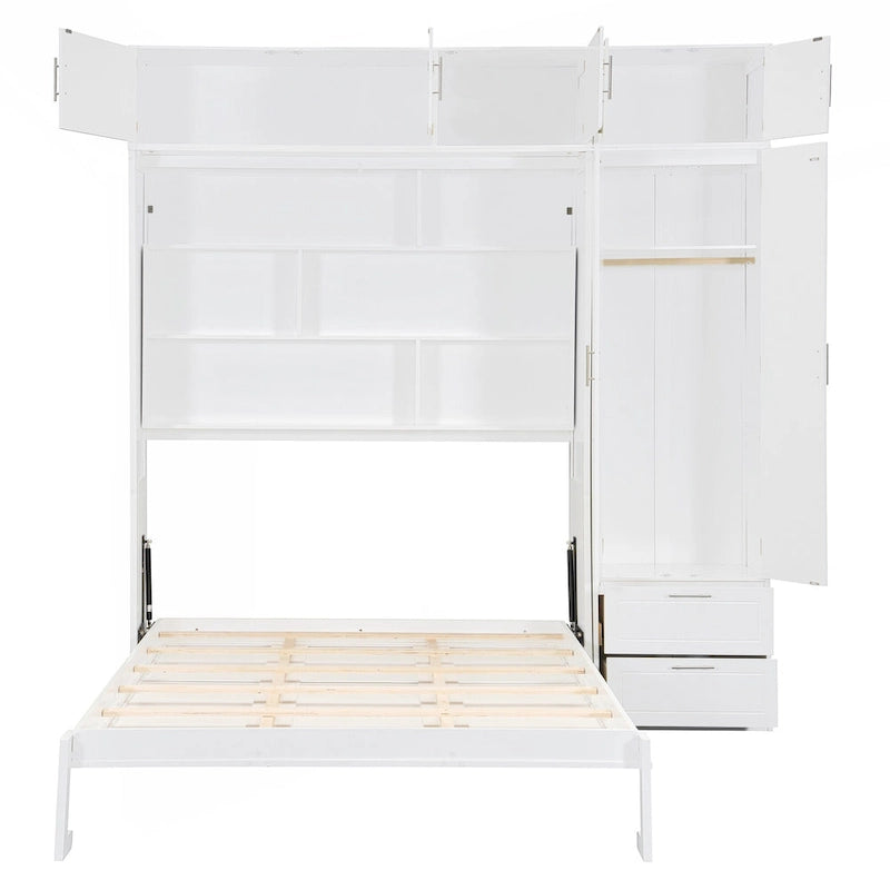 Versatile Queen Size Murphy Bed with Integrated Storage and Foldable Design for Space Optimization