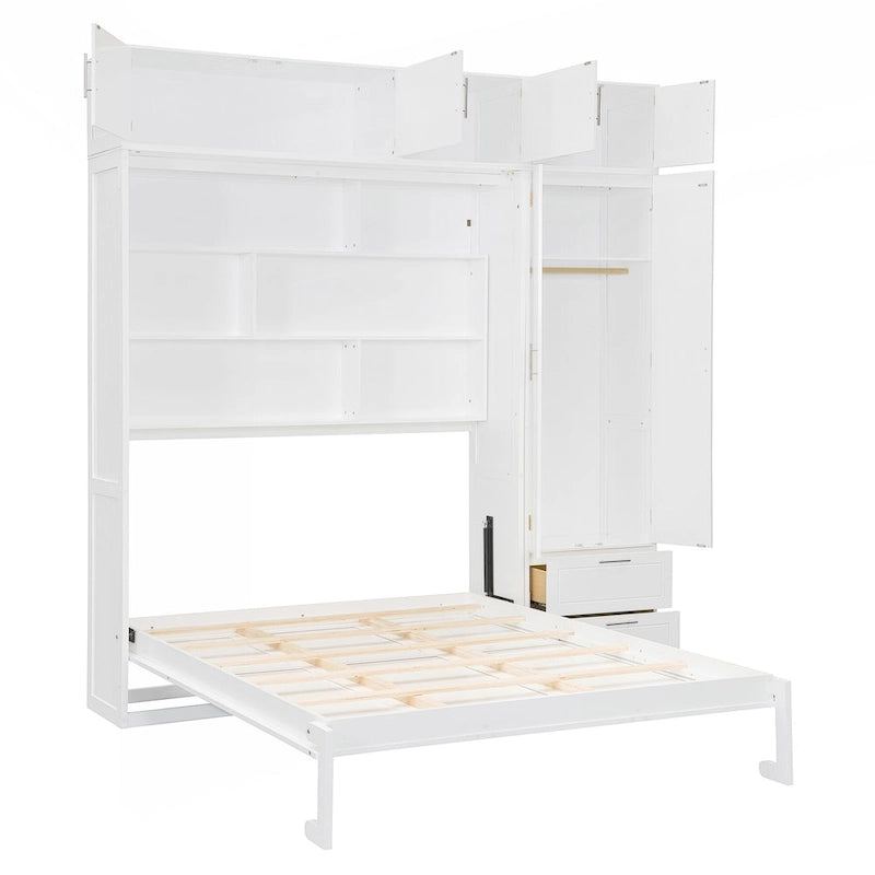 Versatile Queen Size Murphy Bed with Integrated Storage and Foldable Design for Space Optimization