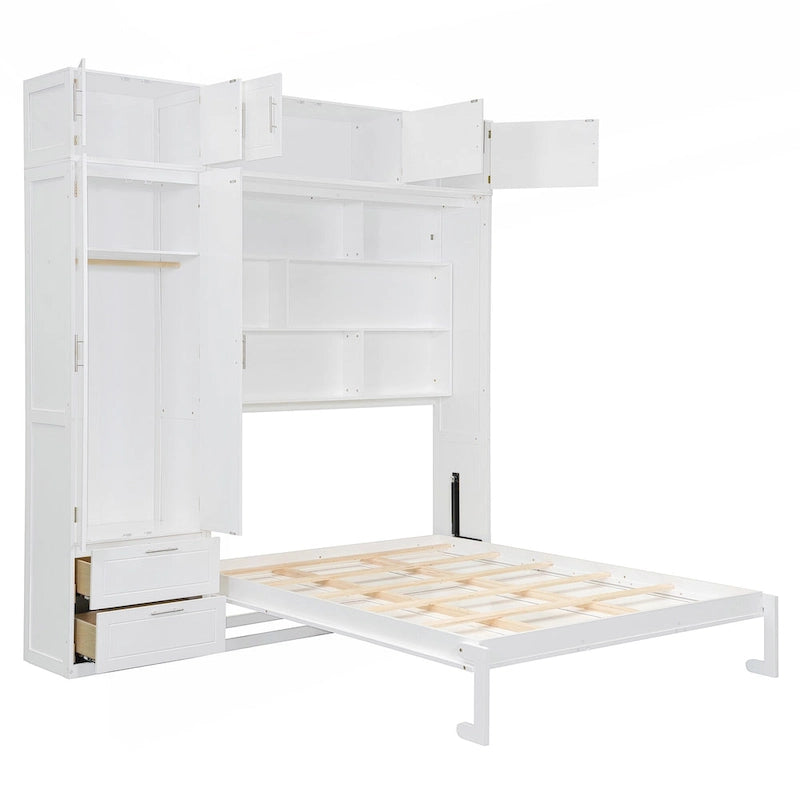Versatile Queen Size Murphy Bed with Integrated Storage and Foldable Design for Space Optimization