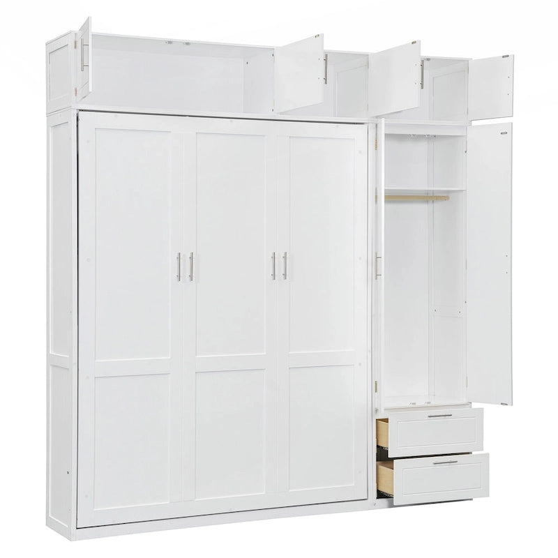 Versatile Queen Size Murphy Bed with Integrated Storage and Foldable Design for Space Optimization