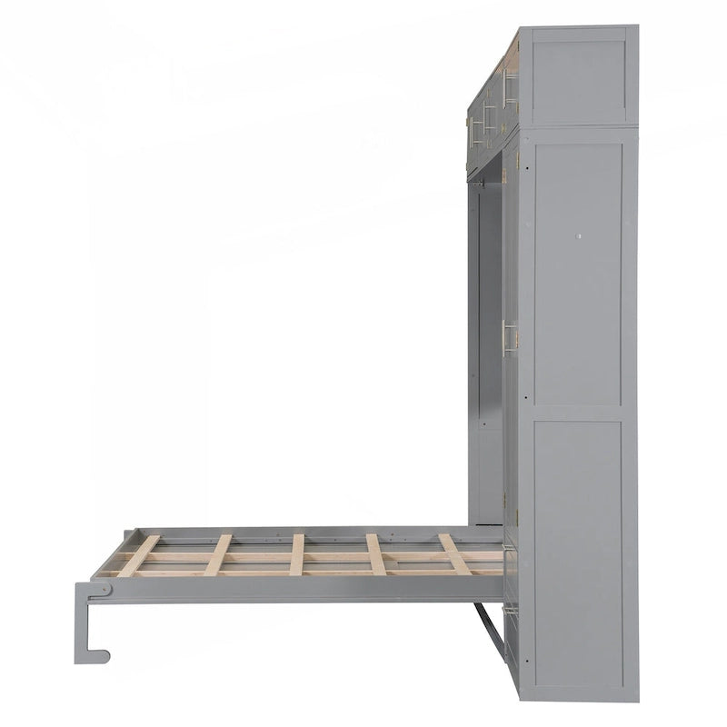 Versatile Queen Size Murphy Bed with Integrated Storage and Foldable Design for Space Optimization