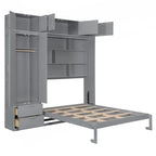 Versatile Queen Size Murphy Bed with Integrated Storage and Foldable Design for Space Optimization
