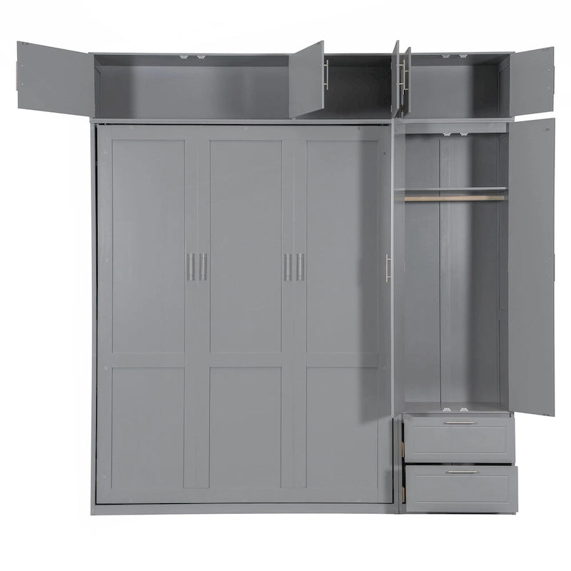 Versatile Queen Size Murphy Bed with Integrated Storage and Foldable Design for Space Optimization