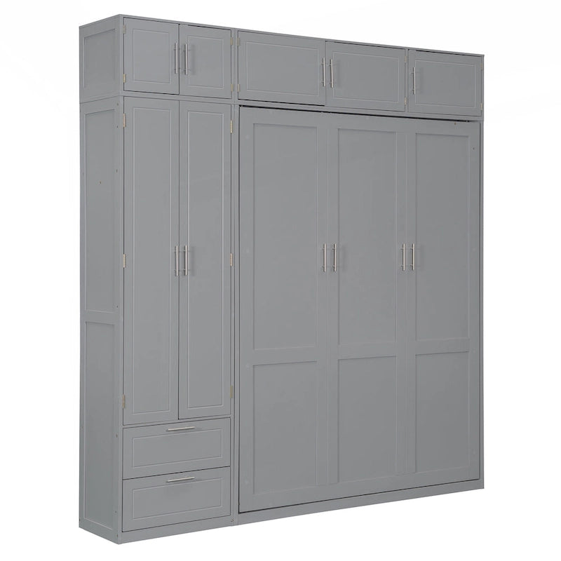 Versatile Queen Size Murphy Bed with Integrated Storage and Foldable Design for Space Optimization