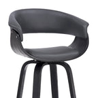Faux Leather Swivel Counter Bar Chair with Wood Frame and Footrest