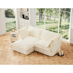 83.4 Corduroy L-Shaped Sectional Sofa with Ottoman