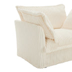 83.4 Corduroy L-Shaped Sectional Sofa with Ottoman