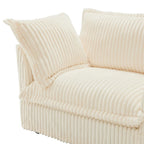 83.4 Corduroy L-Shaped Sectional Sofa with Ottoman