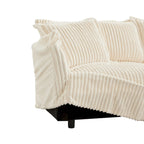 83.4 Corduroy L-Shaped Sectional Sofa with Ottoman