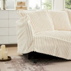 83.4 Corduroy L-Shaped Sectional Sofa with Ottoman