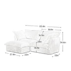 83.4 Corduroy L-Shaped Sectional Sofa with Ottoman