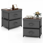 Gymax 2PCS 2 Drawer Dresser Fabric Storage Organizer Nightstand