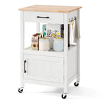 Gymax Small Kitchen Island on Wheels Mobile Trolley Cart Barn Door