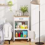 Gymax Small Kitchen Island on Wheels Mobile Trolley Cart Barn Door