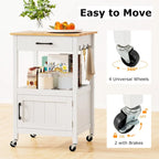 Gymax Small Kitchen Island on Wheels Mobile Trolley Cart Barn Door