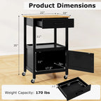 Gymax Small Kitchen Island on Wheels Mobile Trolley Cart Barn Door