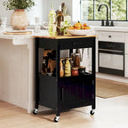 Gymax Small Kitchen Island on Wheels Mobile Trolley Cart Barn Door