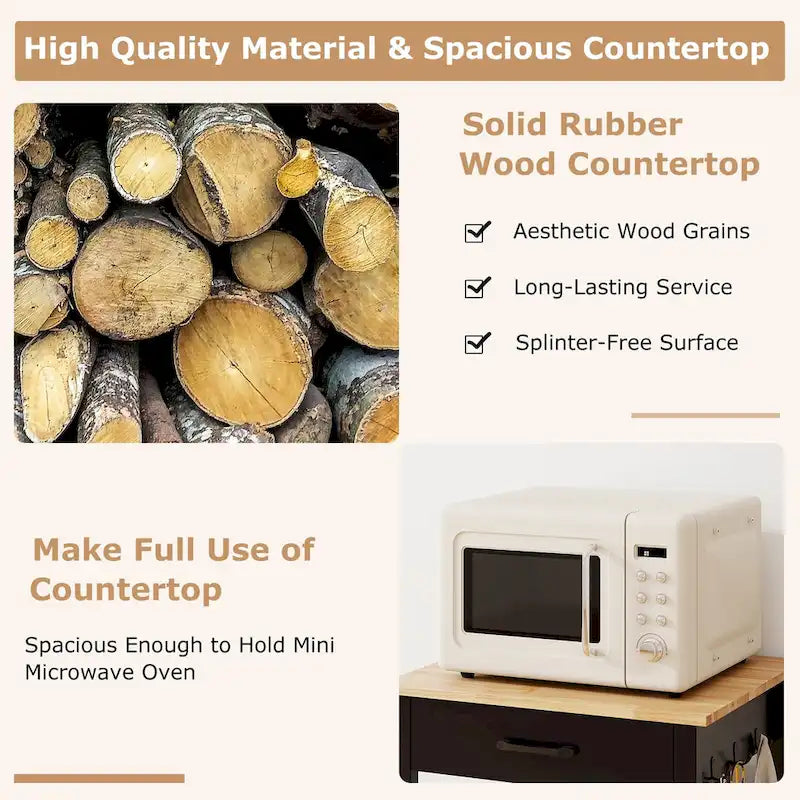 Gymax Small Kitchen Island on Wheels Mobile Trolley Cart Barn Door