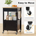 Gymax Small Kitchen Island on Wheels Mobile Trolley Cart Barn Door