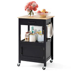 Gymax Small Kitchen Island on Wheels Mobile Trolley Cart Barn Door