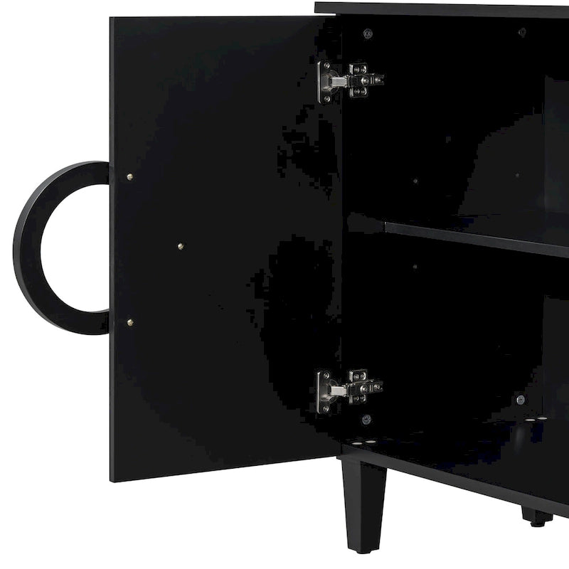 58.9 MDF Console Table With 4-Door And Round Ring Handles & 5-Leg Base