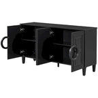 58.9 MDF Console Table With 4-Door And Round Ring Handles & 5-Leg Base