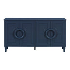 58.9 MDF Console Table With 4-Door And Round Ring Handles & 5-Leg Base