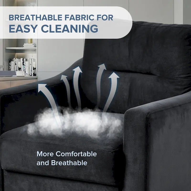 Black Modern 32.2 Upholstered Accent Chair with Sturdy Hardwood Frame and Soft Cushion