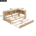 Twin Wooden Daybed with Trundle, Cabinets, and Charging Stations