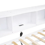 Twin Wooden Daybed with Trundle, Cabinets, and Charging Stations