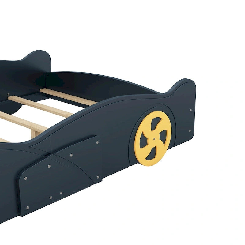 Full Pine Race Car Bed with Wheels & Storage