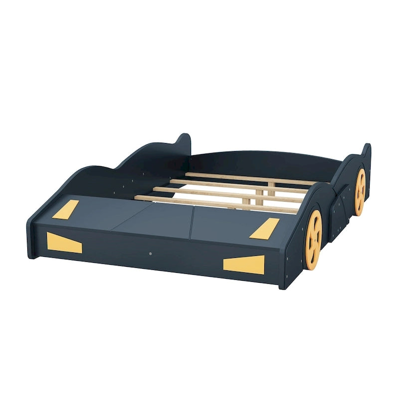 Full Pine Race Car Bed with Wheels & Storage