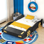 Full Pine Race Car Bed with Wheels & Storage