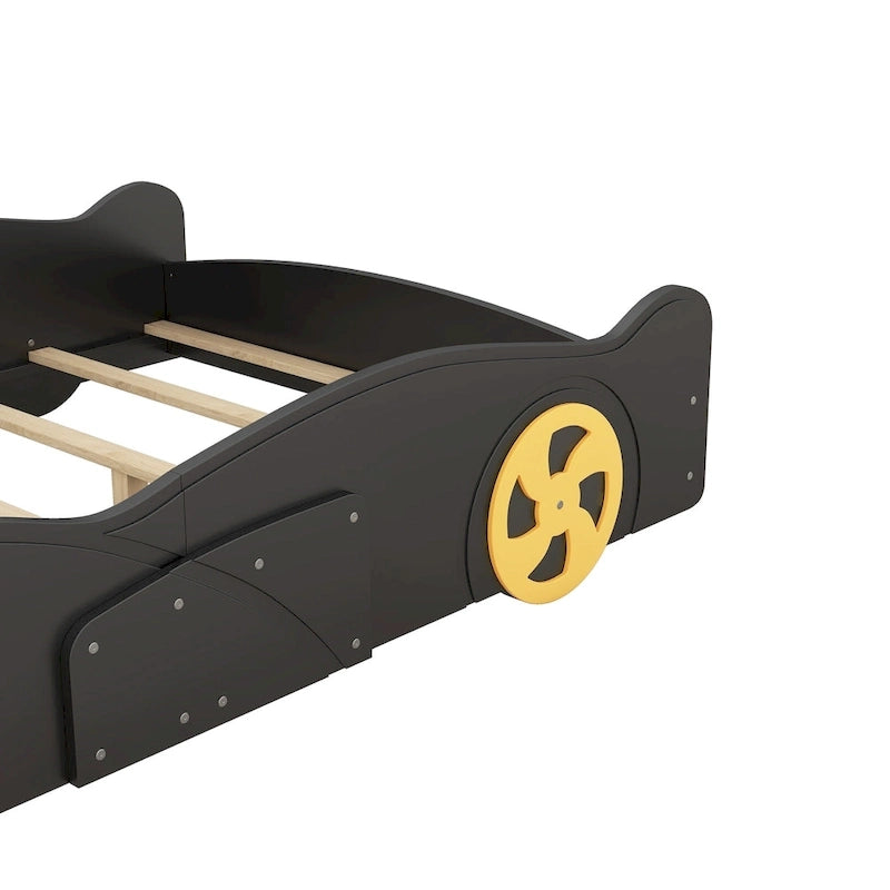 Full Pine Race Car Bed with Wheels & Storage